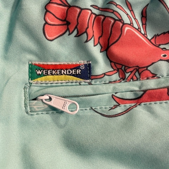 WEEKENDER men’s swim trunks in teal with lobster print - Picture 5 of 5